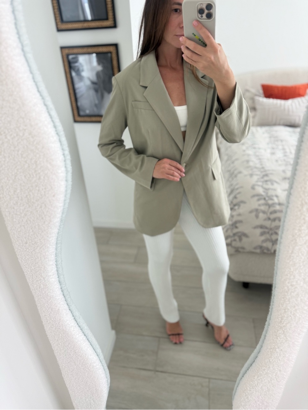 H&M Light Sage Single-Button Women's Blazer - Picture 13 of 14